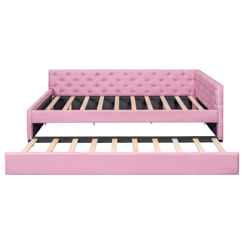 Full XL Solid Wood Platform Bed with Twin XL Trundle, Pine Frame