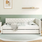 Full XL Solid Wood Platform Bed with Twin XL Trundle, Pine Frame