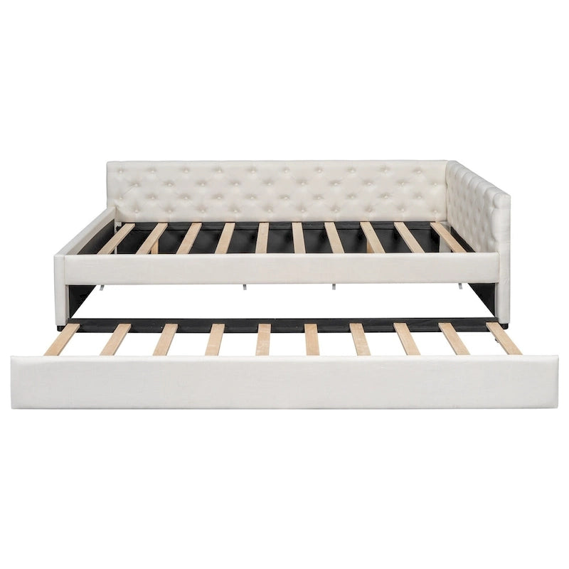 Full XL Solid Wood Platform Bed with Twin XL Trundle, Pine Frame