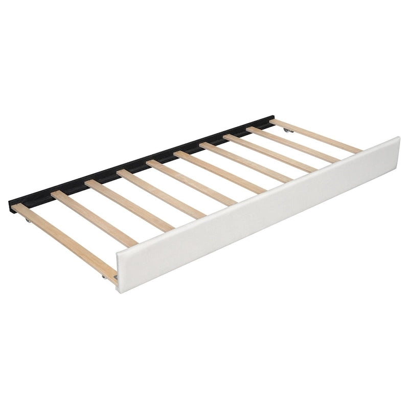 Full XL Solid Wood Platform Bed with Twin XL Trundle, Pine Frame