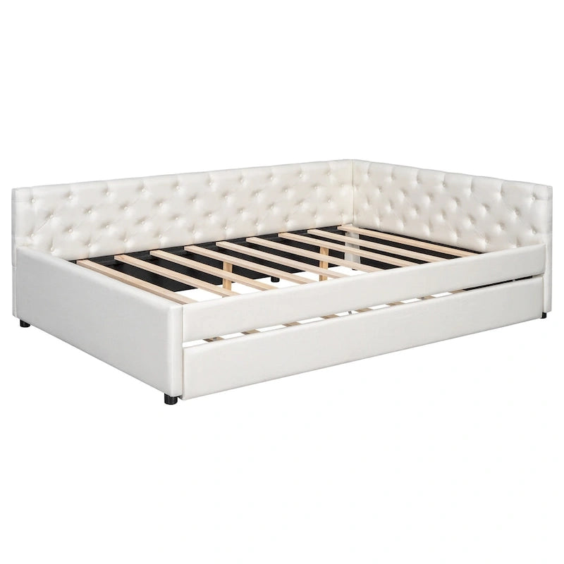 Full XL Solid Wood Platform Bed with Twin XL Trundle, Pine Frame