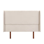 Solid Bamboo Wood Platform Bed with 48 Double Wing Upholstered Headboard