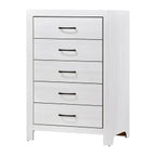 Ko Three Piece Full Size Bedroom Set, Panel Detailings, Black Metal Handles, White