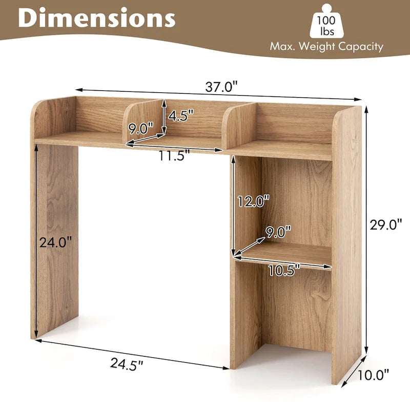 Costway Desk Bookshelf Desktop Storage Organizer Display Shelf Rack