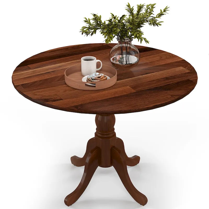 Costway Rustic Dining Table Wooden Dining Table with Round Tabletop & - See Details