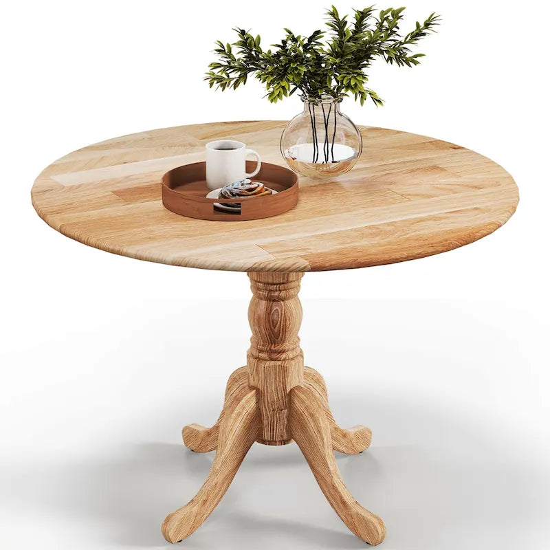 Costway Rustic Dining Table Wooden Dining Table with Round Tabletop & - See Details