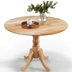 Costway Rustic Dining Table Wooden Dining Table with Round Tabletop & - See Details