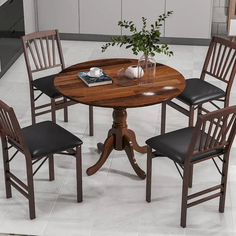 Costway Rustic Dining Table Wooden Dining Table with Round Tabletop & - See Details