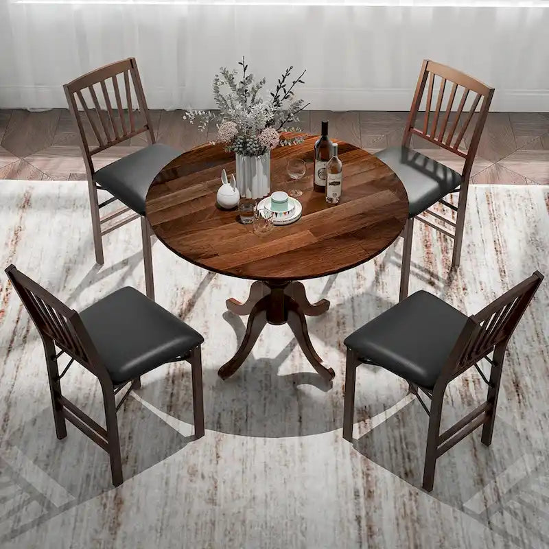 Costway Rustic Dining Table Wooden Dining Table with Round Tabletop & - See Details