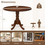 Costway Rustic Dining Table Wooden Dining Table with Round Tabletop & - See Details
