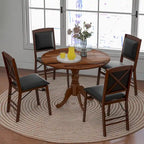 Costway Rustic Dining Table Wooden Dining Table with Round Tabletop & - See Details