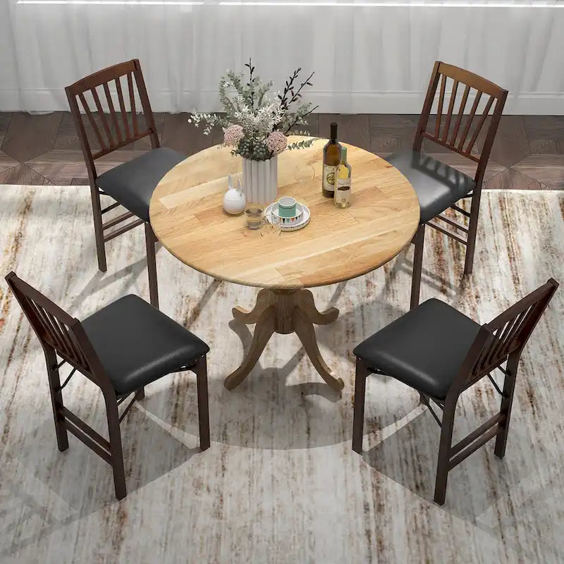 Costway Rustic Dining Table Wooden Dining Table with Round Tabletop & - See Details