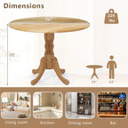 Costway Rustic Dining Table Wooden Dining Table with Round Tabletop & - See Details