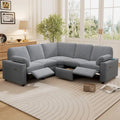 Power Recliner Sectional Sofa with 2 Storage Drawers and USB Ports Living Room L-Shaped Corner Couch for Home Theater