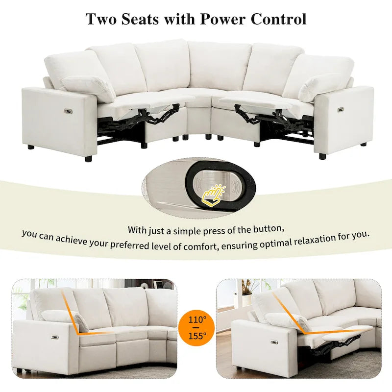 Power Recliner Sectional Sofa with 2 Storage Drawers and USB Ports Living Room L-Shaped Corner Couch for Home Theater