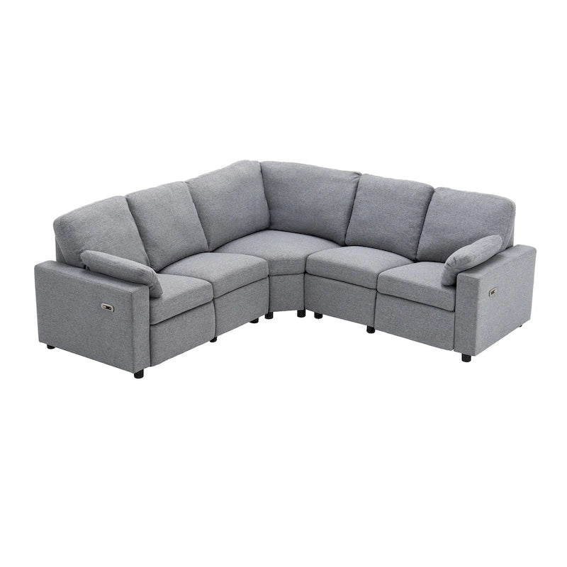 Power Recliner Sectional Sofa with 2 Storage Drawers and USB Ports Living Room L-Shaped Corner Couch for Home Theater