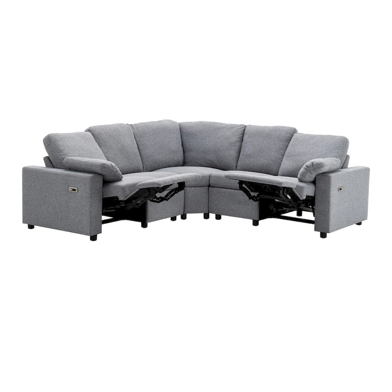 Power Recliner Sectional Sofa with 2 Storage Drawers and USB Ports Living Room L-Shaped Corner Couch for Home Theater