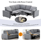 Power Recliner Sectional Sofa with 2 Storage Drawers and USB Ports Living Room L-Shaped Corner Couch for Home Theater