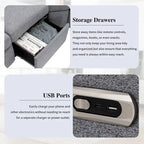 Power Recliner Sectional Sofa with 2 Storage Drawers and USB Ports Living Room L-Shaped Corner Couch for Home Theater