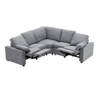 Power Recliner Sectional Sofa with 2 Storage Drawers and USB Ports Living Room L-Shaped Corner Couch for Home Theater