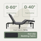 Ergonomic Motorized Adjustable Bed Frame, Wireless Remote Control,for Comfortable Reclining and Sleeping