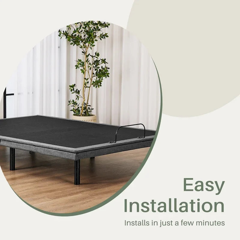 Ergonomic Motorized Adjustable Bed Frame, Wireless Remote Control,for Comfortable Reclining and Sleeping