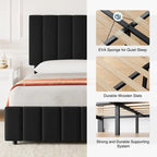 Linen Upholstered Bed Frame with 4 Storage Drawers