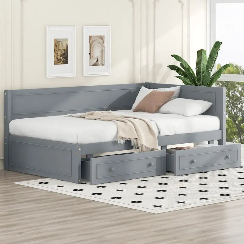 Merax Twin Size Wood Daybed with Trundle/Drawers