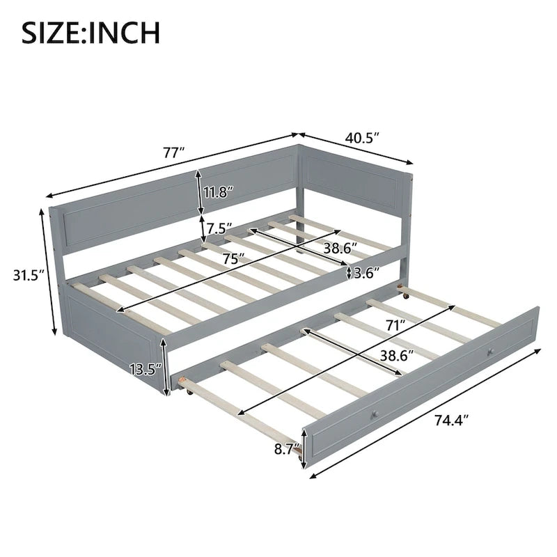 Merax Twin Size Wood Daybed with Trundle/Drawers