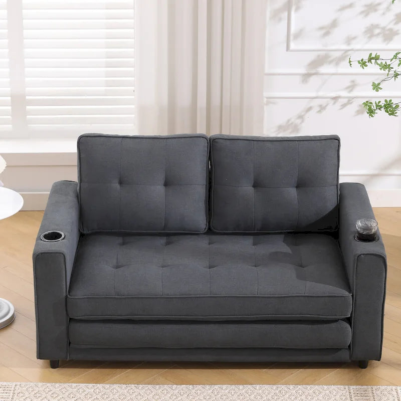 3-In-1 Upholstered Futon Sofa Convertible Floor Sofa Bed