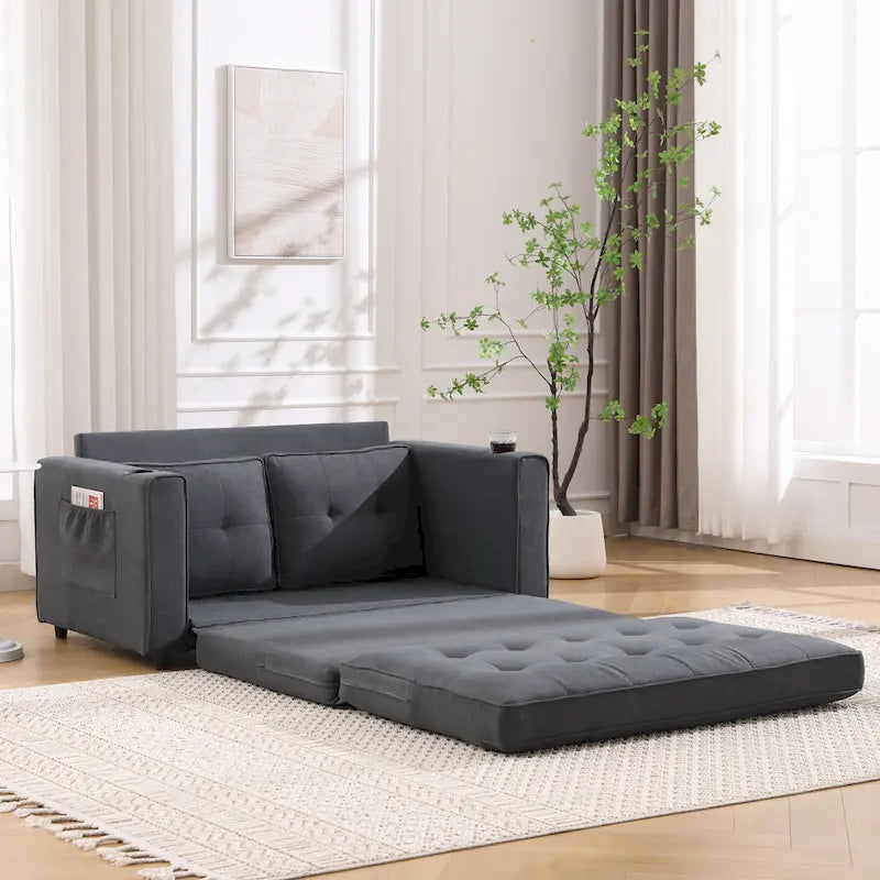 3-In-1 Upholstered Futon Sofa Convertible Floor Sofa Bed