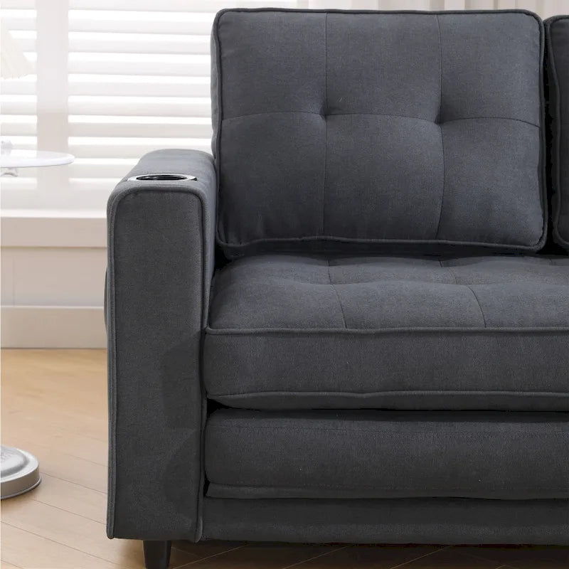 3-In-1 Upholstered Futon Sofa Convertible Floor Sofa Bed