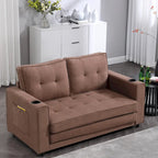 3-In-1 Upholstered Futon Sofa Convertible Floor Sofa Bed