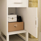 Reversible Makeup Vanity Desk With Charging Station and 4 Wooden Drawers and 1 Cabinet - N/A