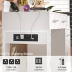 Reversible Makeup Vanity Desk With Charging Station and 4 Wooden Drawers and 1 Cabinet - N/A