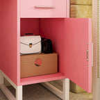 Reversible Makeup Vanity Desk With Charging Station and 4 Wooden Drawers and 1 Cabinet - N/A