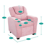 Kids Push Back Recliner Chair with Footrest and Cup Holders