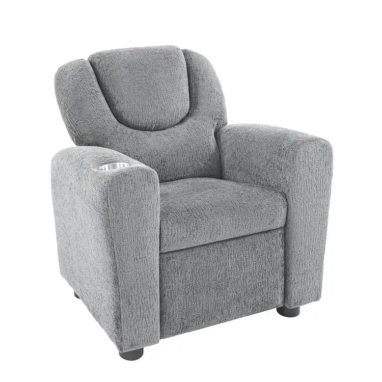 Kids Push Back Recliner Chair with Footrest and Cup Holders