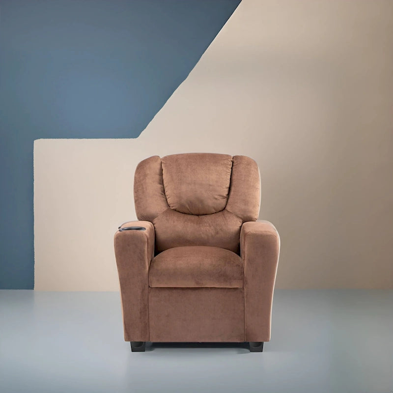 Kids Push Back Recliner Chair with Footrest and Cup Holders