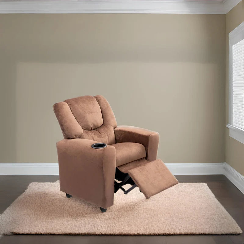 Kids Push Back Recliner Chair with Footrest and Cup Holders