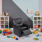 Kids Push Back Recliner Chair with Footrest and Cup Holders