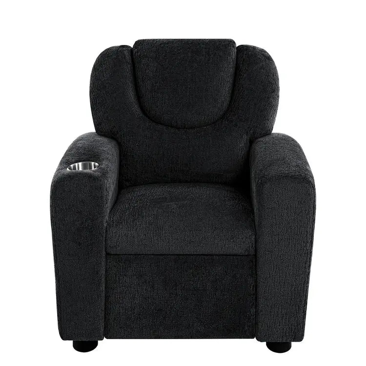 Kids Push Back Recliner Chair with Footrest and Cup Holders
