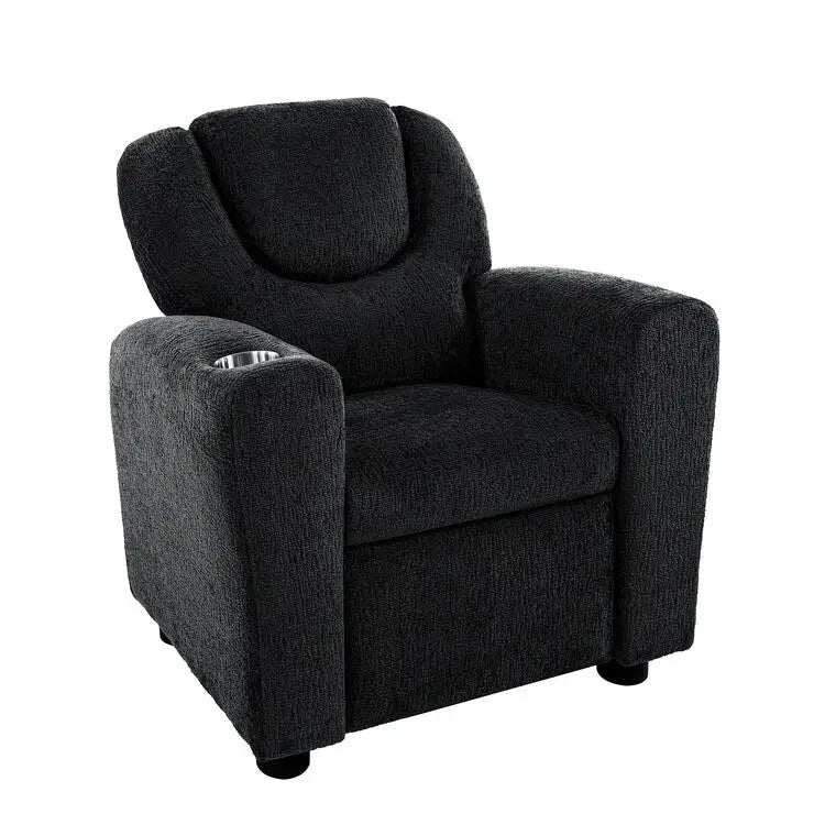 Kids Push Back Recliner Chair with Footrest and Cup Holders