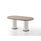 Bari 7-Piece Oval Dining Table And 6 Dining Chair With Wood Leg Set