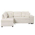 Roomfitters Convertible Sleeper Sectional Sofa Bed with Storage Ottoman, Two Throw Pillows, Two Stools, Wireless Charger