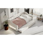Upholstered Twin XL Size Daybed with LED Belt and Trundle, 84L x 41.5W x 27H