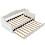 Upholstered Twin XL Size Daybed with LED Belt and Trundle, 84L x 41.5W x 27H