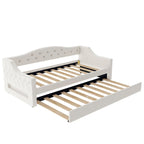 Upholstered Twin XL Size Daybed with LED Belt and Trundle, 84L x 41.5W x 27H