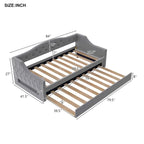 Upholstered Twin XL Size Daybed with LED Belt and Trundle, 84L x 41.5W x 27H