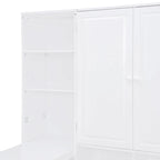 Wooden Daybed Frame All-in-One Bookcase Captains Bed with Storage Cabinet, Wardrobe, Side Writing Desk and 3 Bottom Drawers